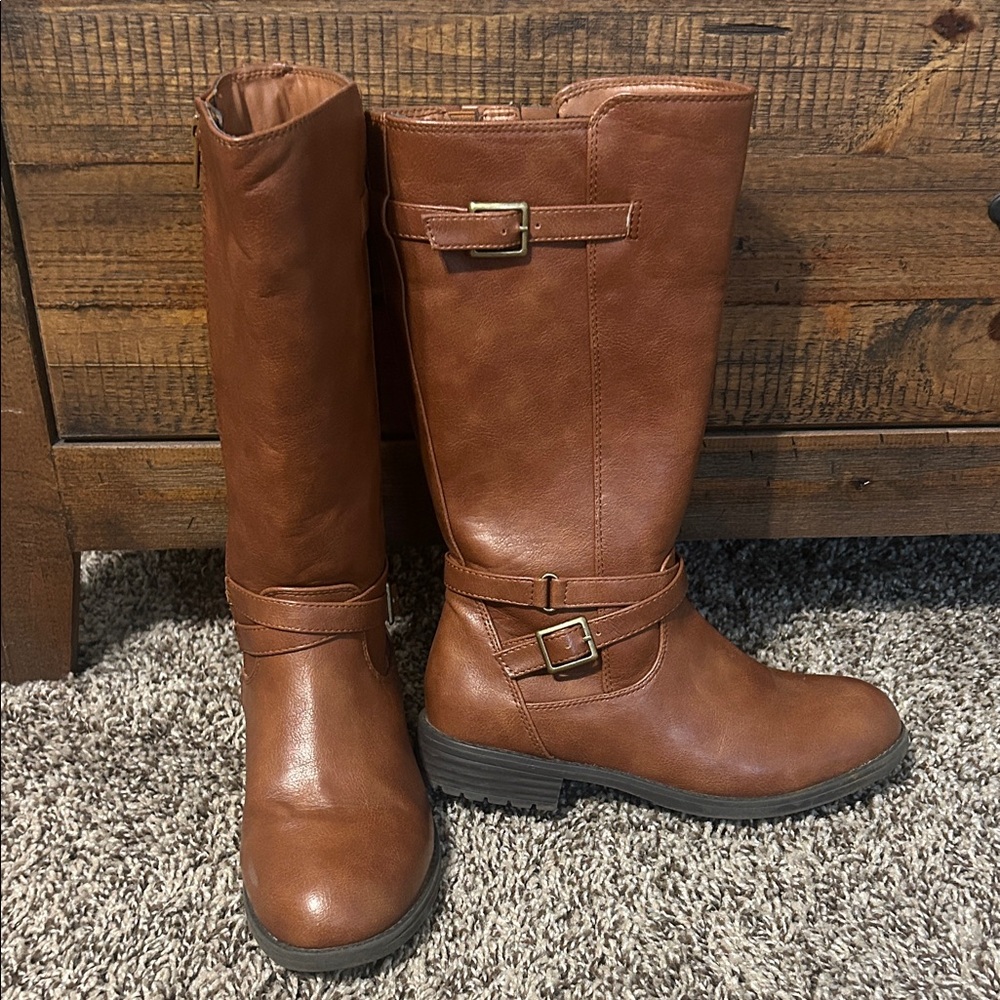 Brown Leather Knee-High Boots